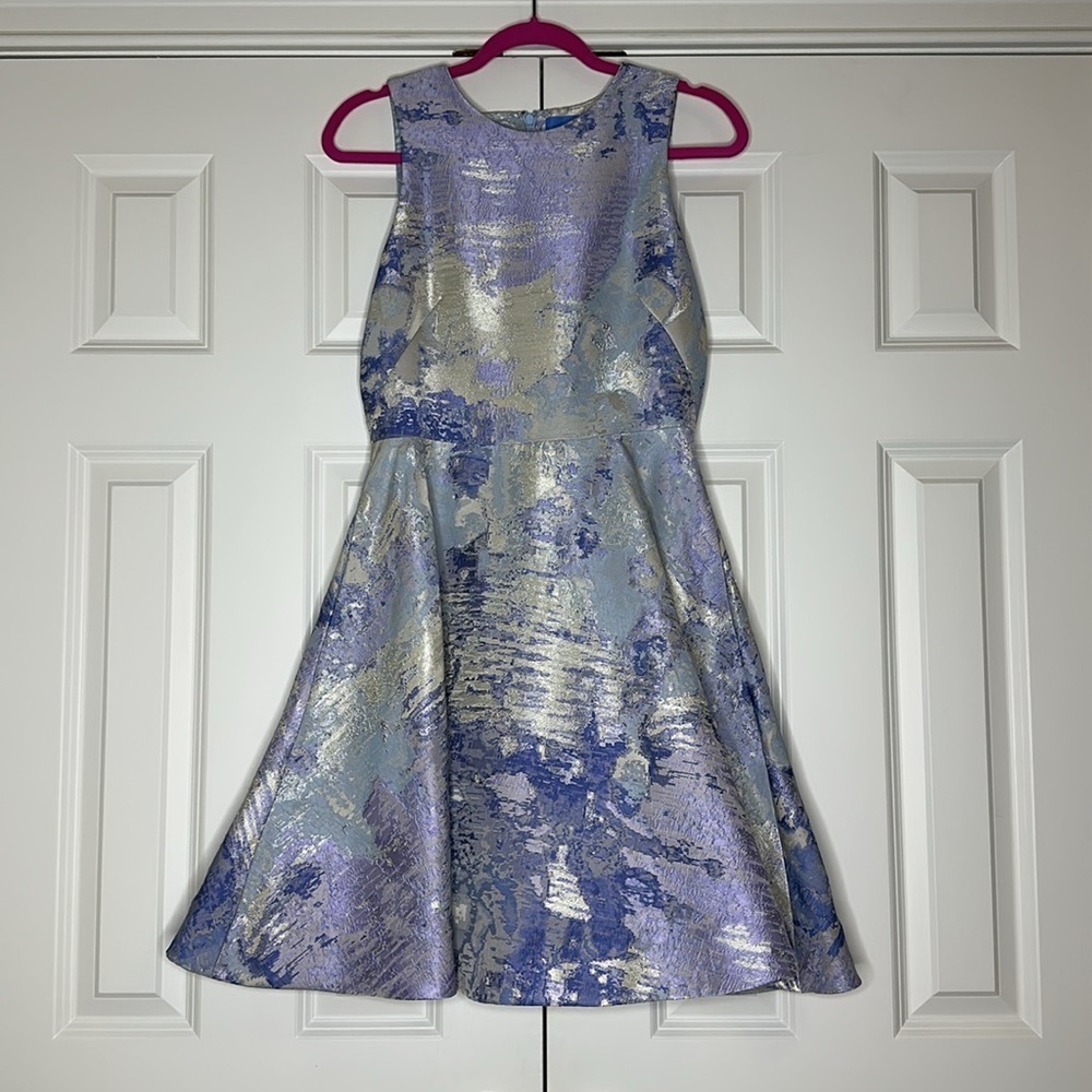 Alice Walk Sleeveless Flare Metallic Watercolor Dress Sz6 — image 7 of 8